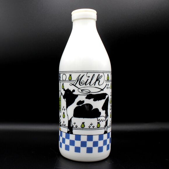 Vintage 1984 Glass Milk Bottle Jug by Alan Wood for Lillian Vernon Made in Italy - Picture 4 of 9